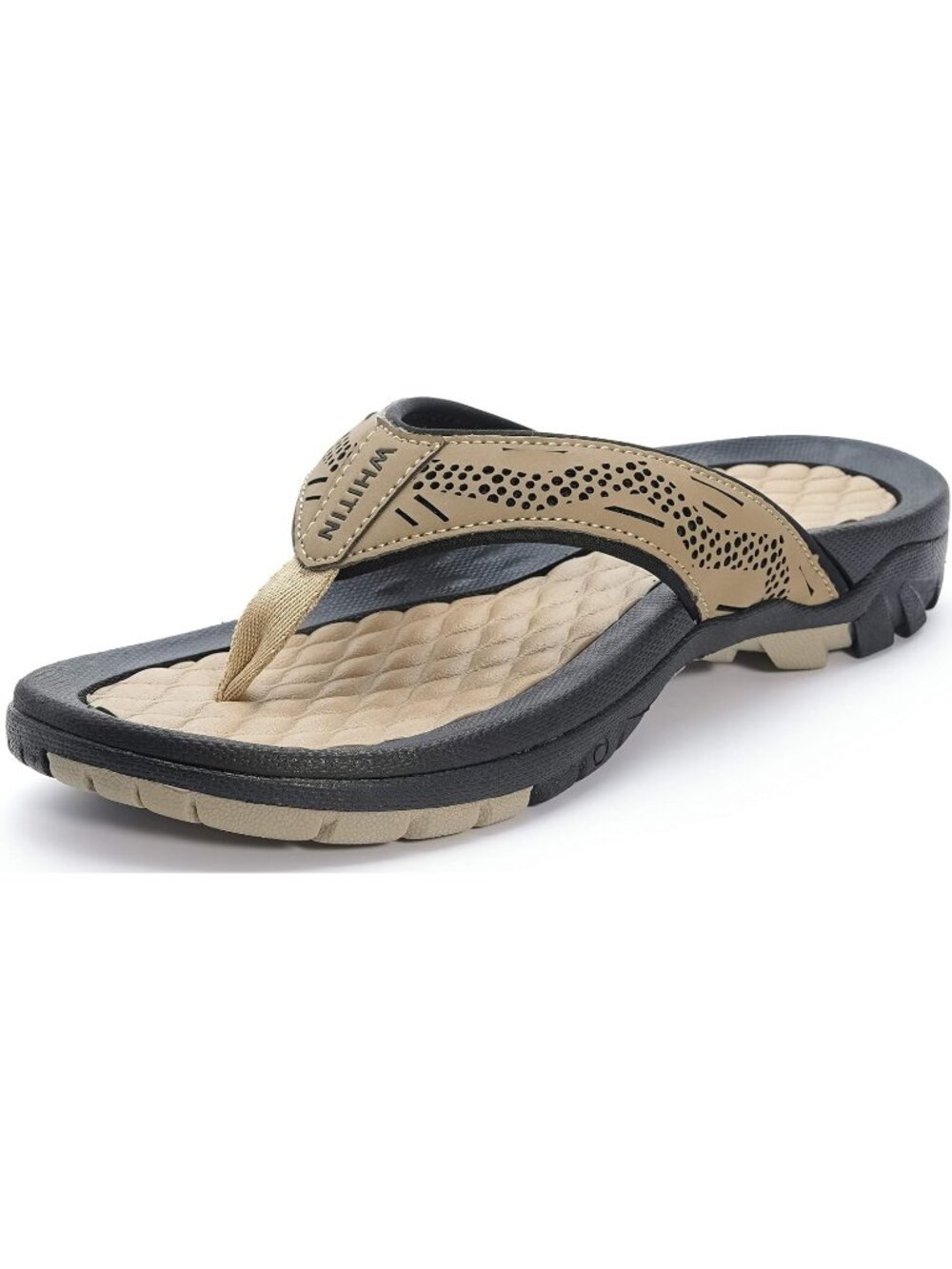 Men's Khaki Flip Flops | Outdoor Thong Sandals Arch Support Slip Resistant